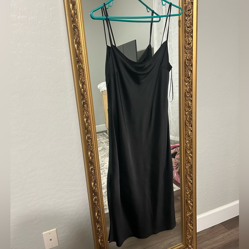 Express Midi Satin Cowl Neck Dress